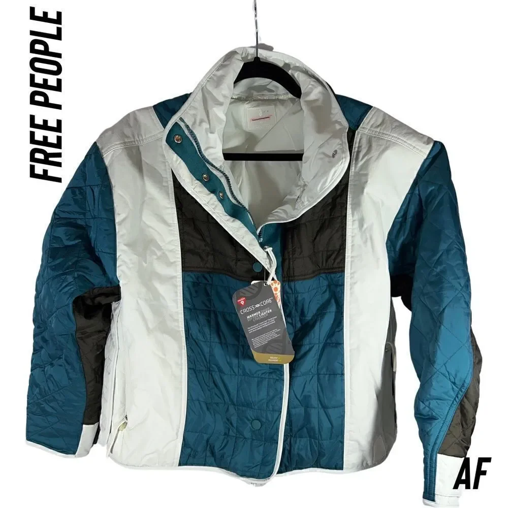 FREE PEOPLE BLUE AND WHITE LANDSCAPE SKI JACKET AND PANTS NEW NWT SIZE XS